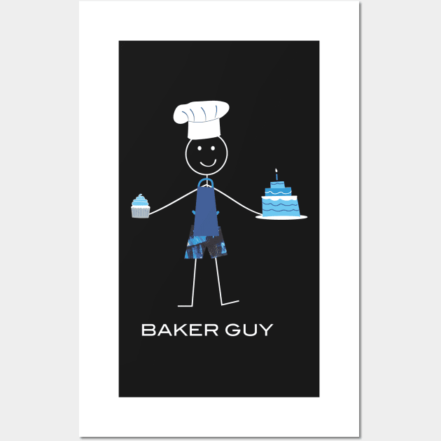 Funny Mens Baker Illustration Wall Art by whyitsme